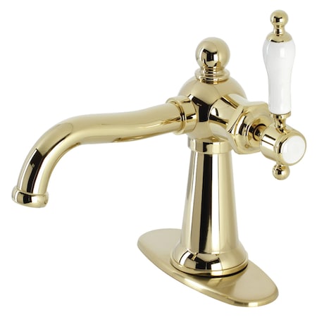 Kingston Brass KSD154KLPB Single-Handle Bathroom Faucet with Push Pop-Up, Polished Brass KSD154KLPB